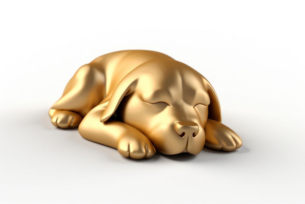 Gold figurine sleeping animal.