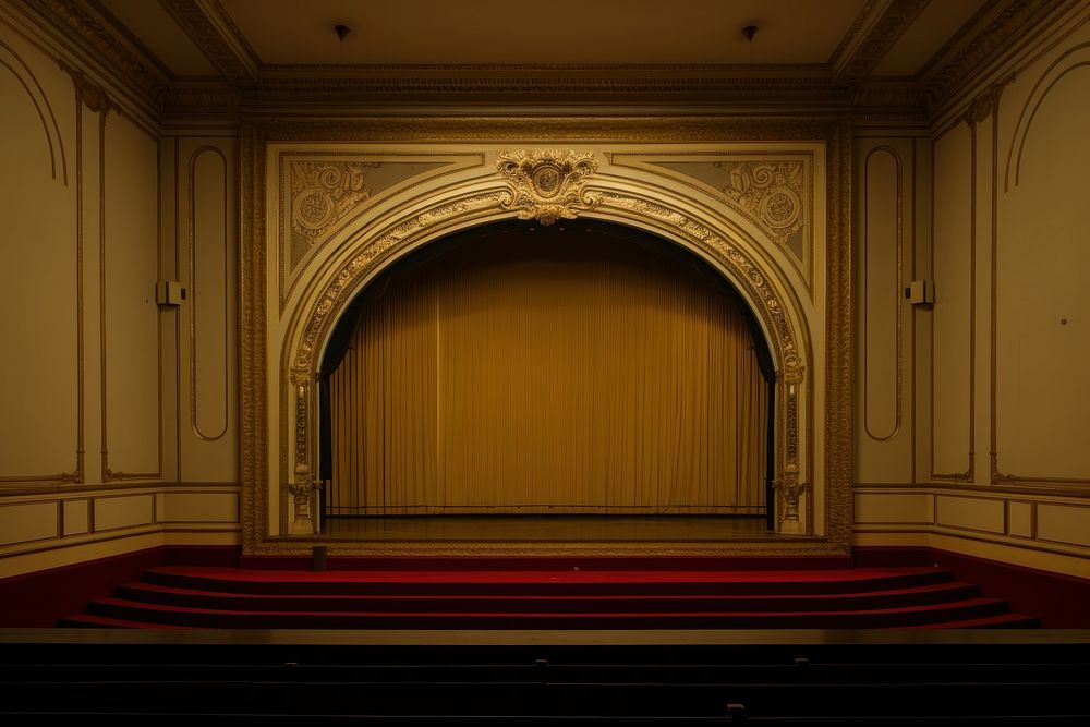 Cinema empty scene auditorium stage hall.