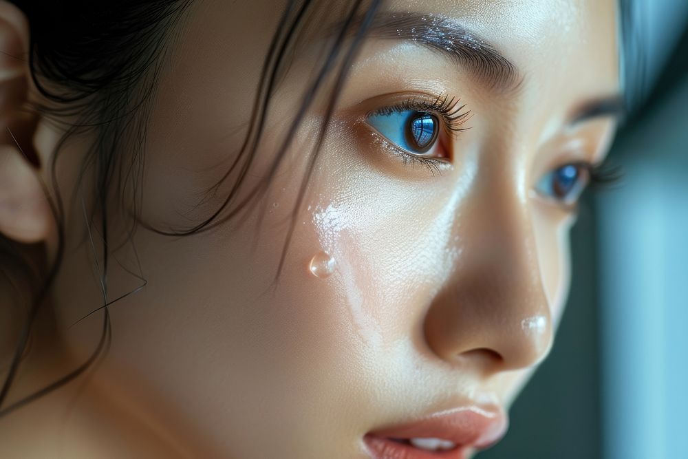 A Singaporean woman south east asian wearing serum portrait adult skin.