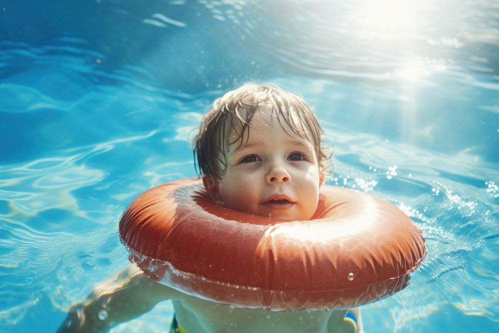 Swimming floating portrait outdoors. AI generated Image by rawpixel.