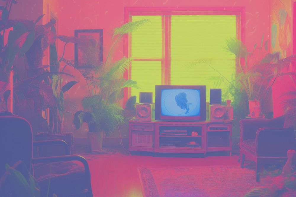 A living room background architecture television painting.