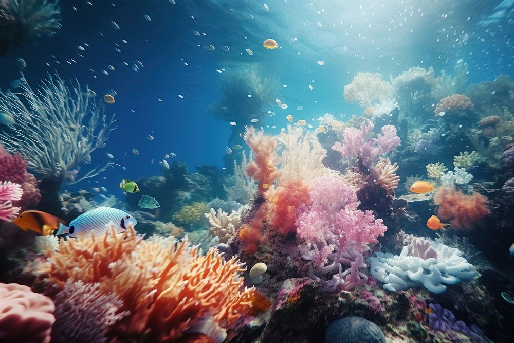 Coral reefs under water underwater aquarium outdoors.