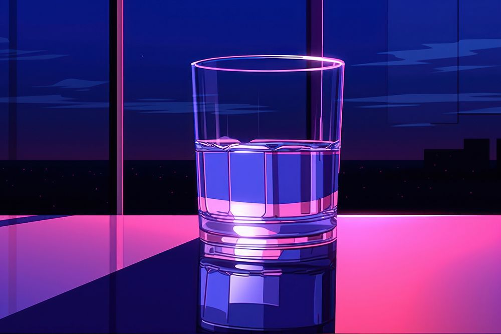 A glass purple lighting blue.