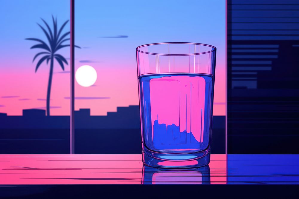 A glass purple drink blue. AI generated Image by rawpixel.