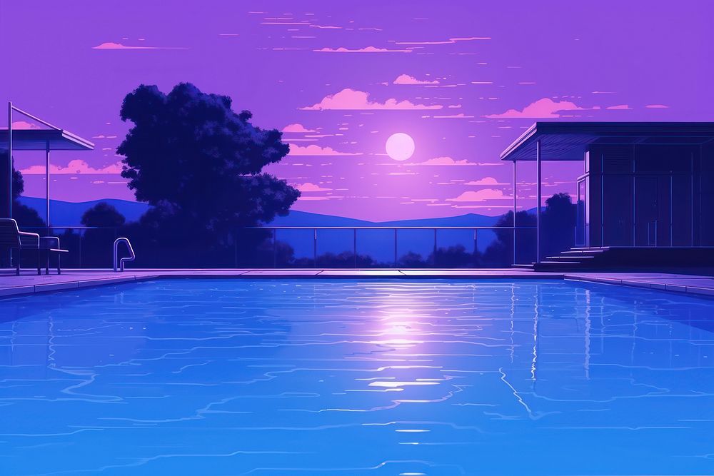 Swimming outdoors nature purple. AI generated Image by rawpixel.