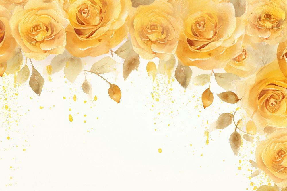 Painting gold roses border pattern flower nature.