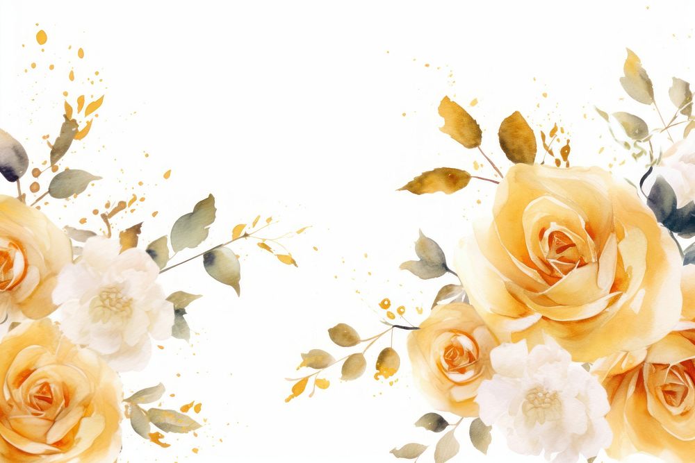 Painting gold roses border pattern flower nature.