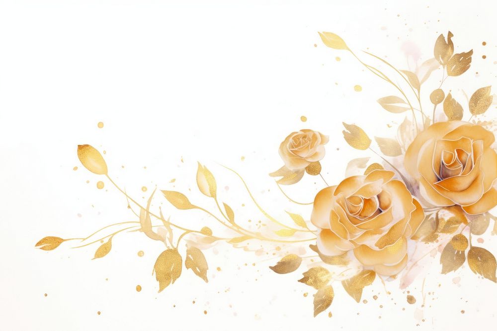 Painting gold roses border pattern nature flower.