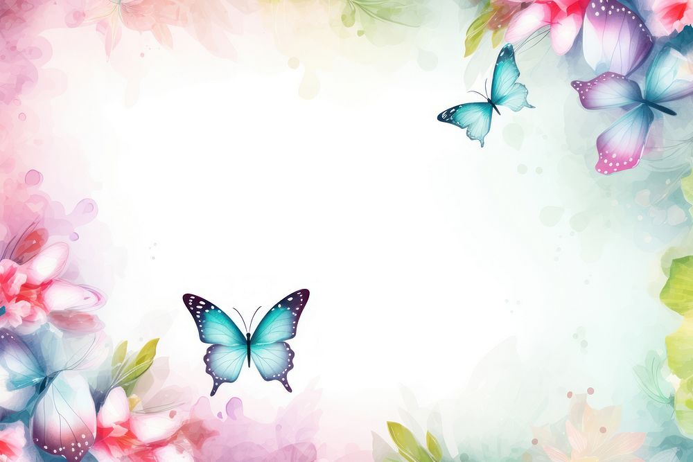 Painting neon butterflys border nature outdoors pattern.