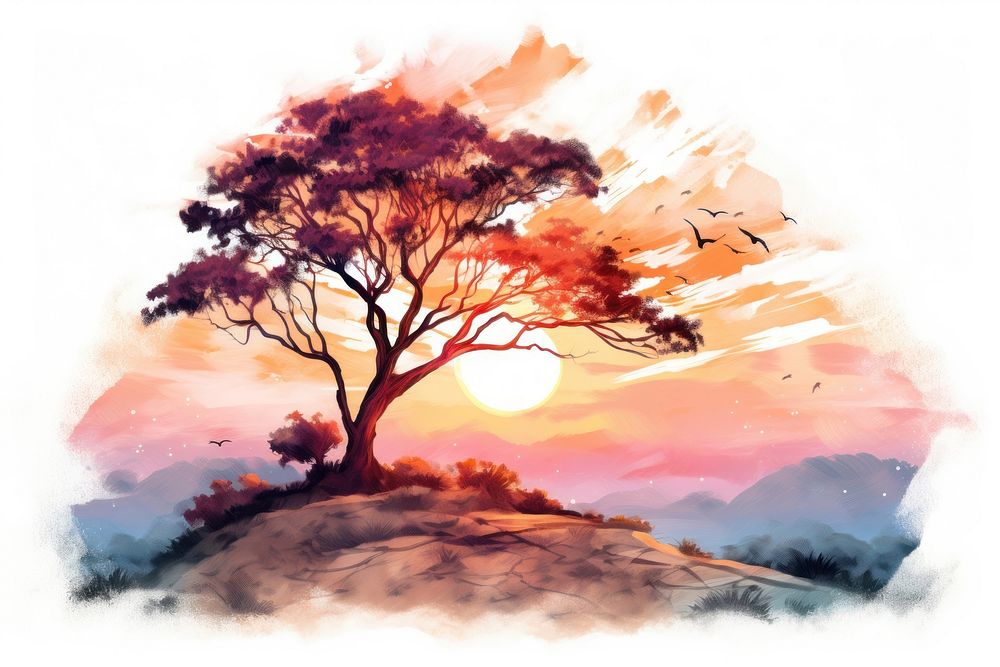 Painting of tree landscape nature outdoors.
