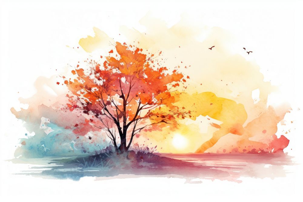 Painting of tree nature landscape outdoors.