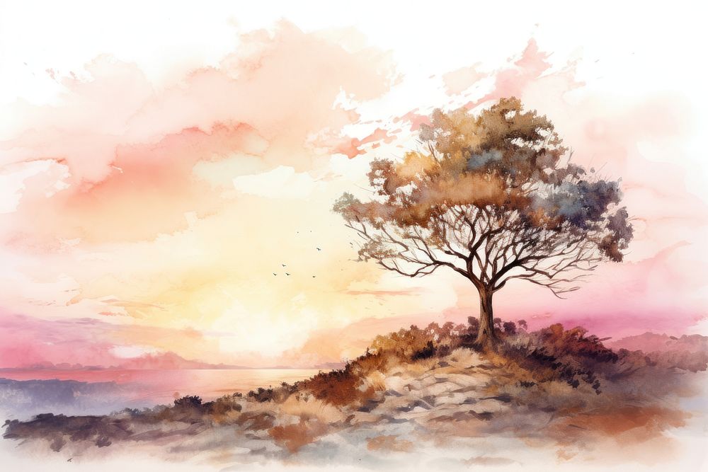 Painting of tree landscape outdoors nature.
