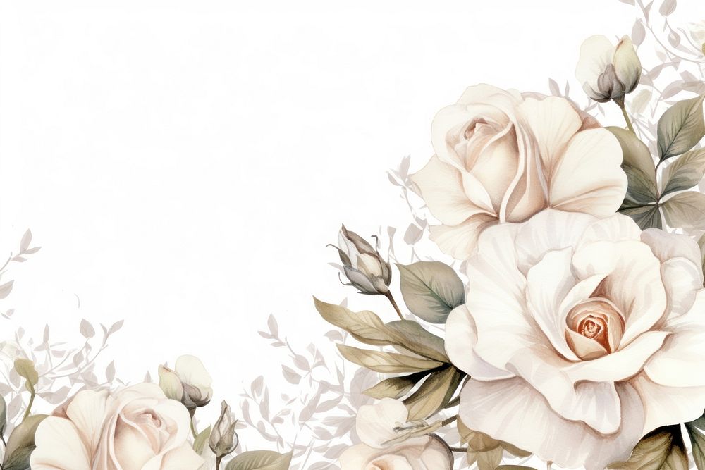 White rose border backgrounds painting pattern.