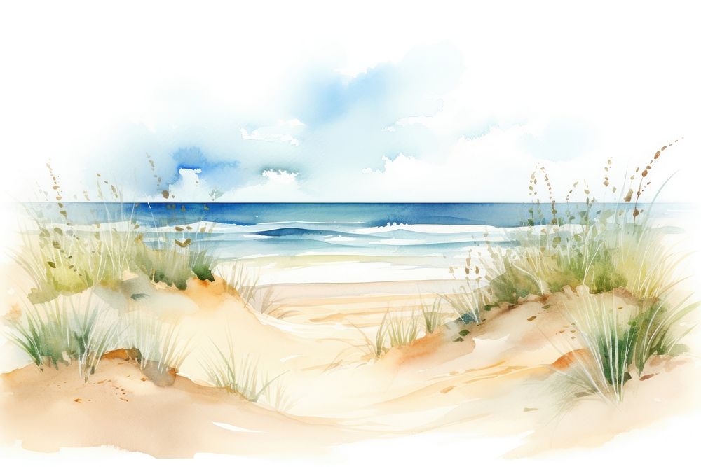 Beach top border landscape outdoors painting.