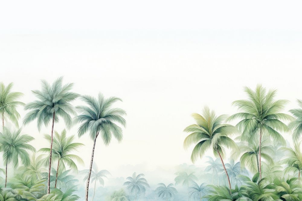 Painting of coconut trees landscape nature outdoors.