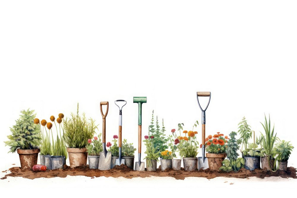 Gardening tools border outdoors nature plant.