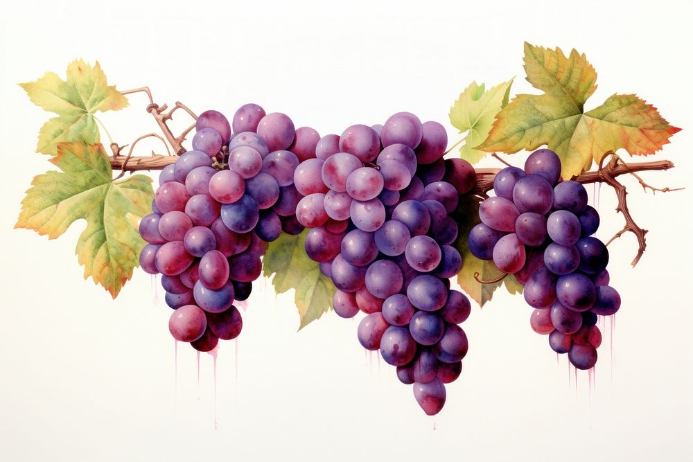 Grape vines top border grapes painting fruit.
