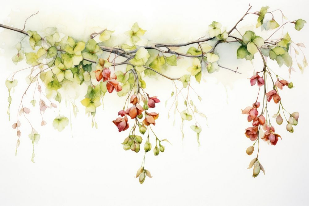 Painting of hanging botanical flower nature plant.