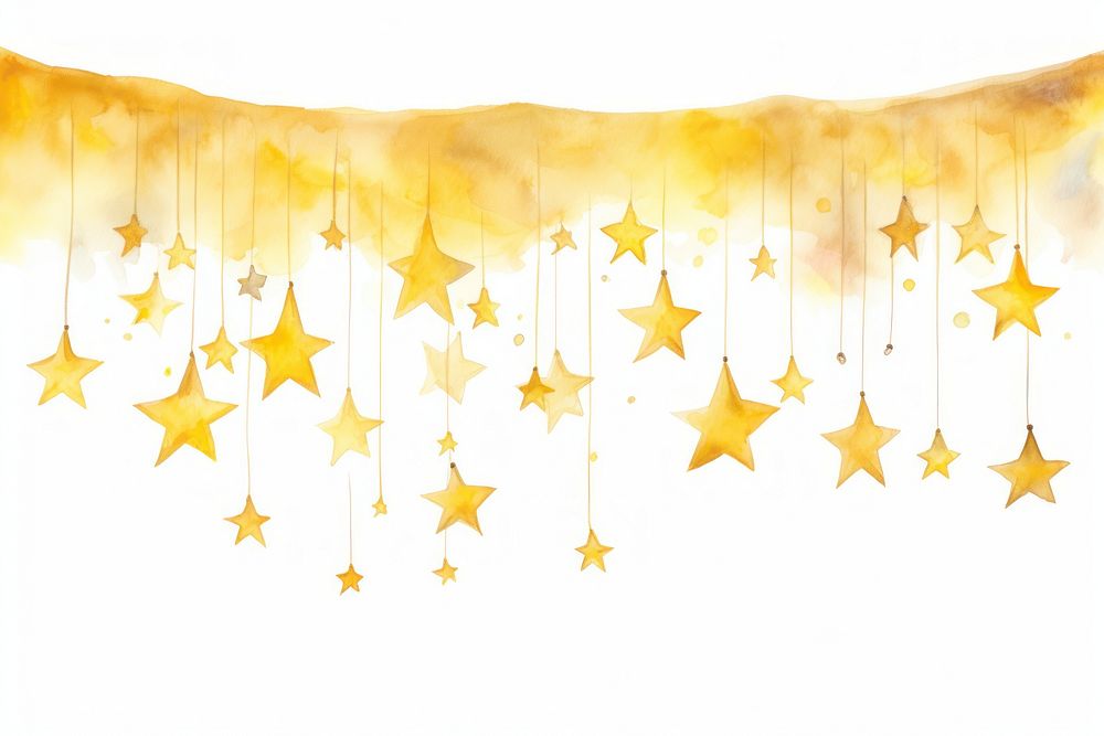 Yellow stars hanging illuminated backgrounds.