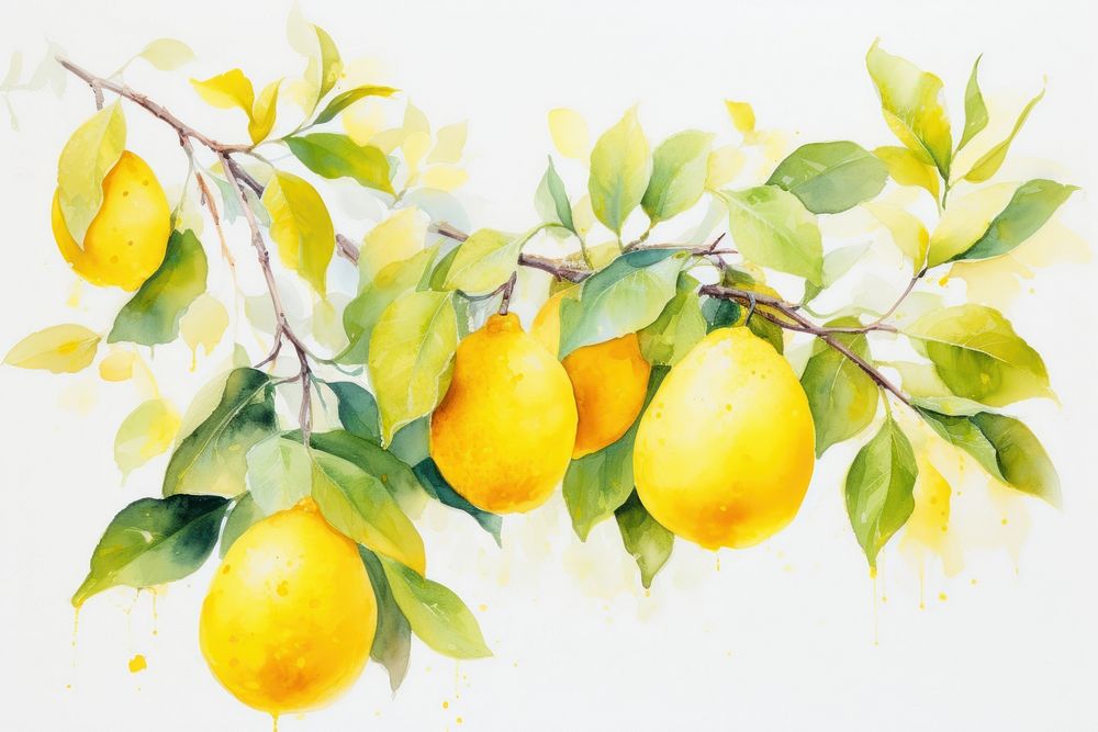 Painting of lemons nature plant fruit.