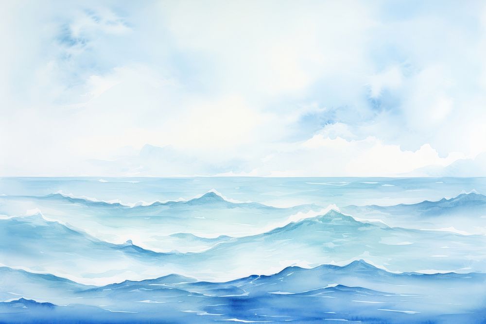 Ocean top border landscape outdoors painting.