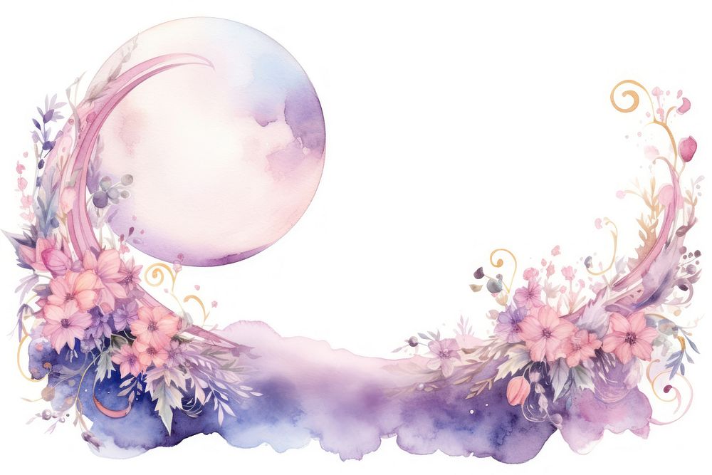 Ornament moon painting flower space.