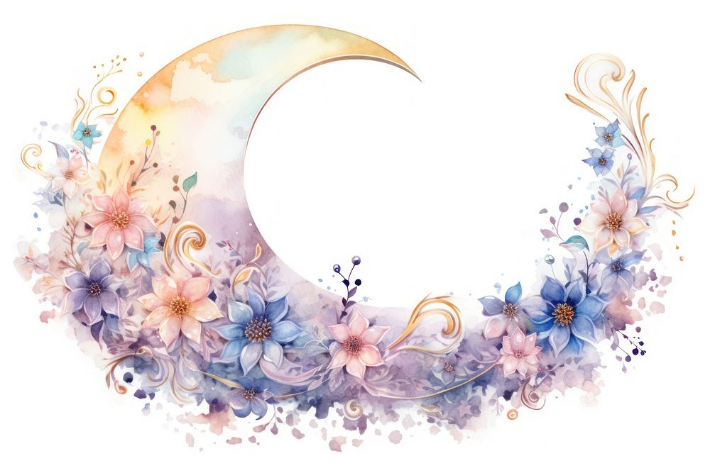 Ornament moon painting flower space.