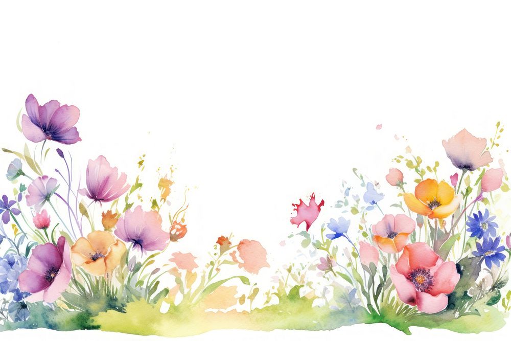 Spring flowers top border painting pattern plant.