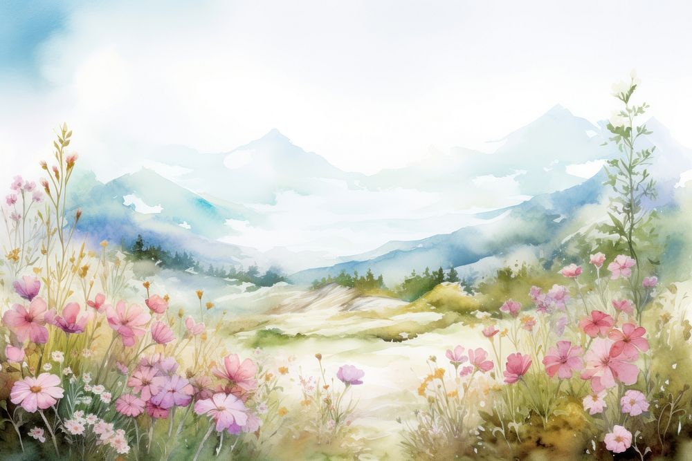 Summer trip top border landscape painting outdoors.