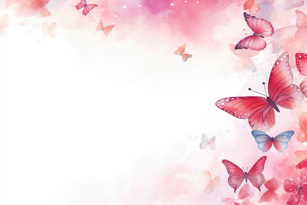 Painting pink butterflys border outdoors pattern nature.