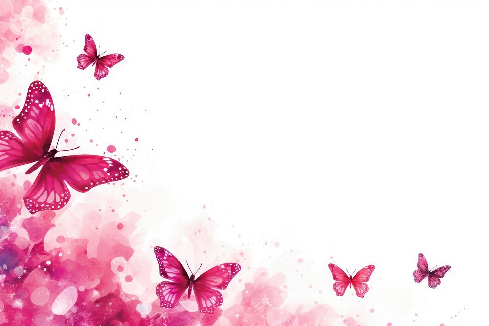 Painting pink butterflys border outdoors nature petal.