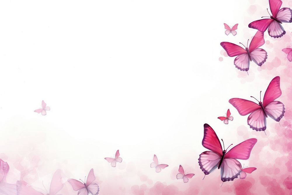 Painting pink butterflys border pattern nature petal.