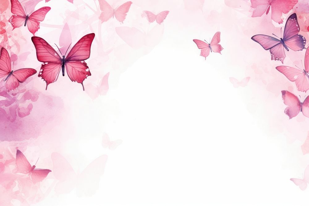 Painting pink butterflys border nature outdoors petal.
