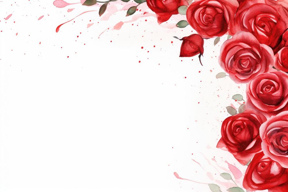 Painting red roses border pattern flower nature.