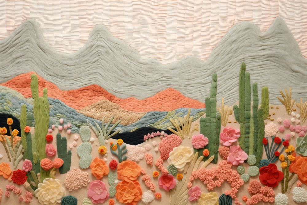 Desert embroidery quilting pattern.