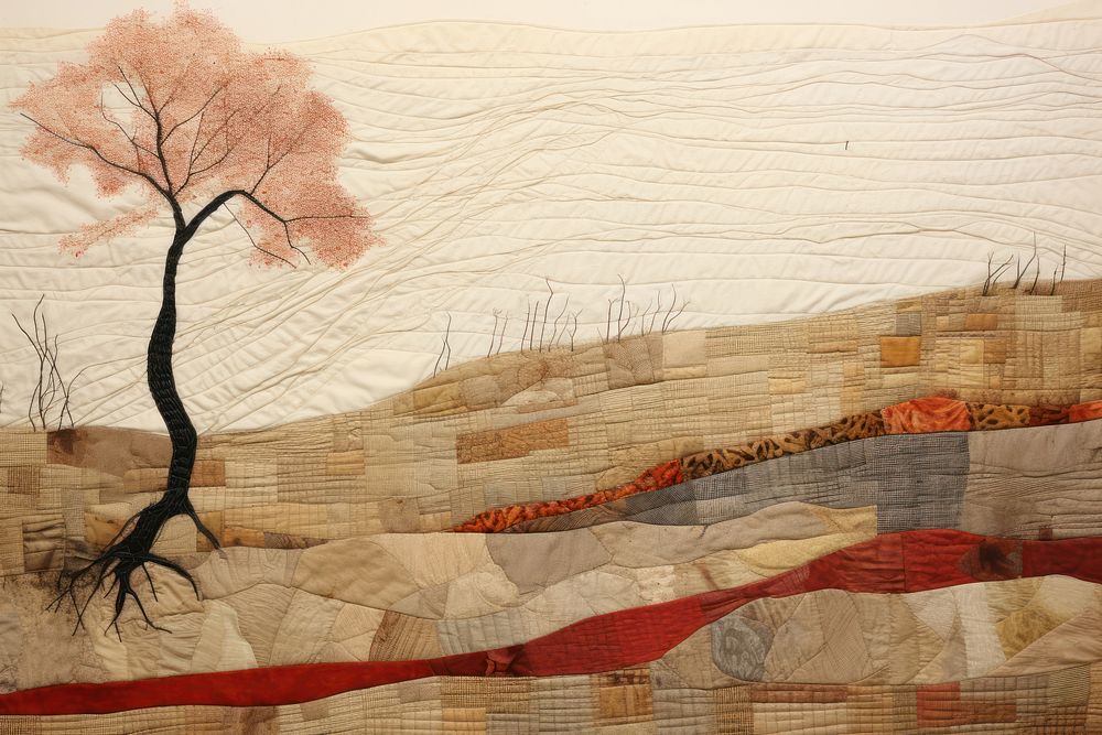 Field landscape painting quilt.