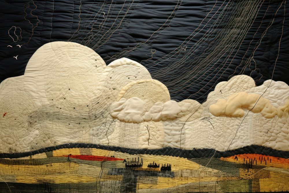 Storm clouds quilt art backgrounds.