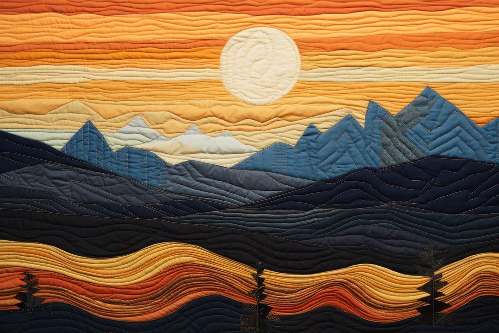 Sunrise landscape pattern quilt.