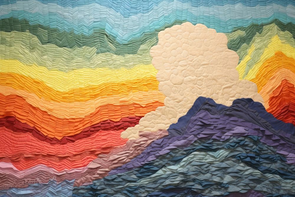 Rainbow painting texture quilt.