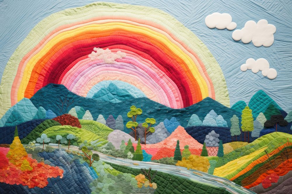 Rainbow landscape painting pattern.