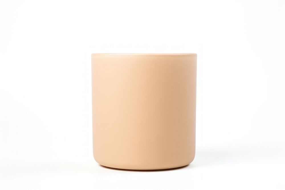 Ceremic candle jar in light brown simplicity cylinder pottery. AI generated Image by rawpixel.