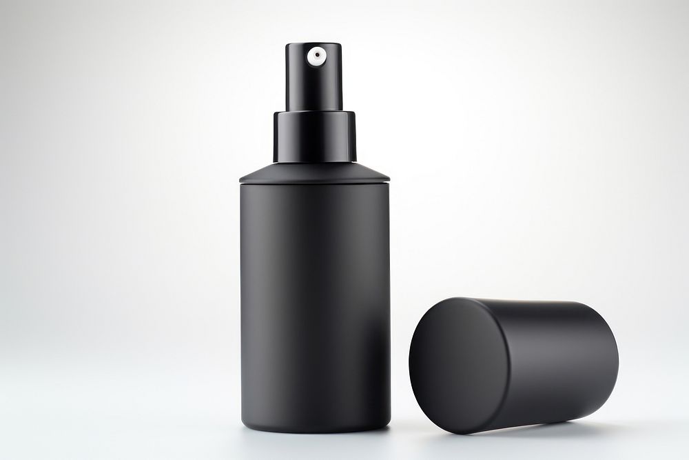 Cosmetics bottle cylinder black. AI generated Image by rawpixel.
