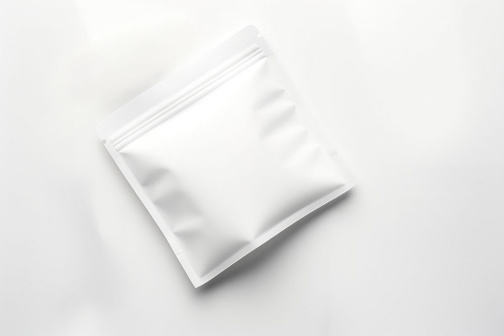 Liplastic pouch Packaging in White white white background still life. AI generated Image by rawpixel.