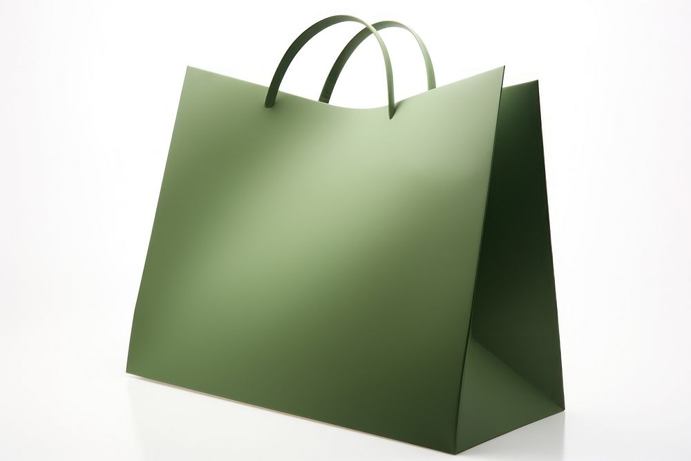 Shopping bag in army green white background suitcase carrying. AI generated Image by rawpixel.