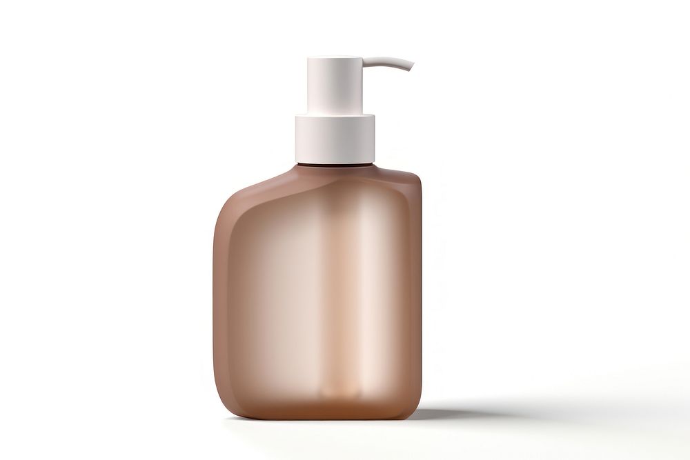 A matte transparent-Opaque SHAMPOO BOTTLE with pump in tea brown color bottle cosmetics perfume. AI generated Image by…
