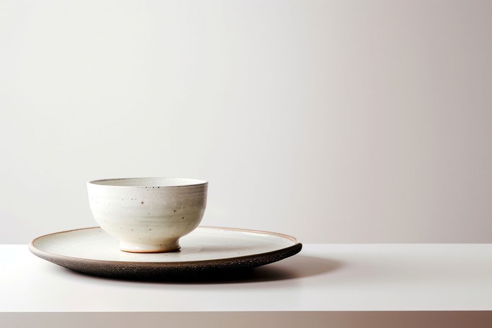 A minimal off-white dish pottery porcelain saucer.
