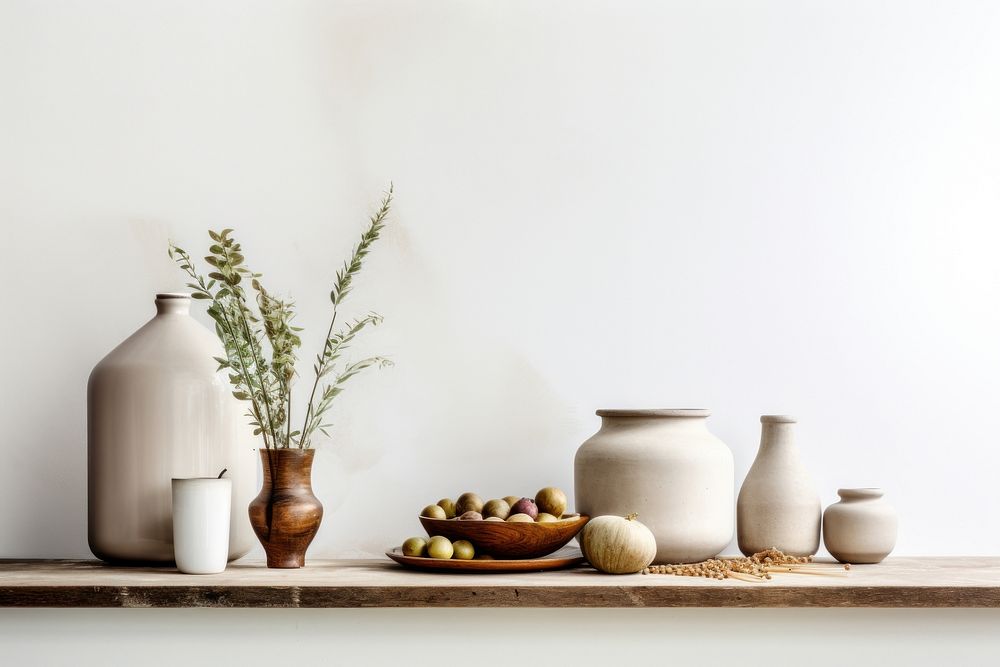 Bohemian Interior Design Style a kitchen pottery plant vase.