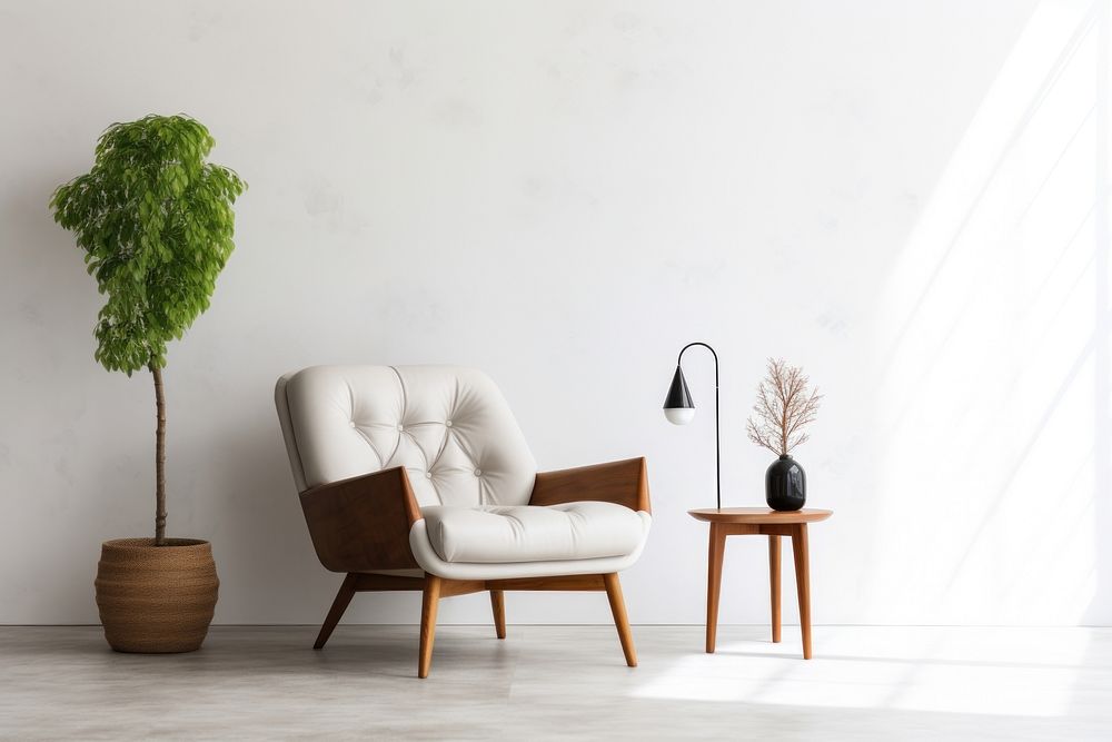 Eclectic Interior Design Style of a livingroom furniture armchair plant.