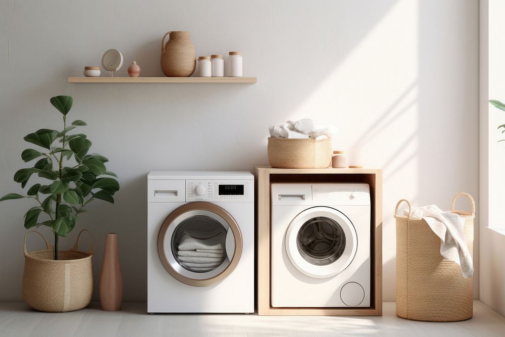 Scandinavian Interior Design Style a Laundry room laundry appliance dryer.