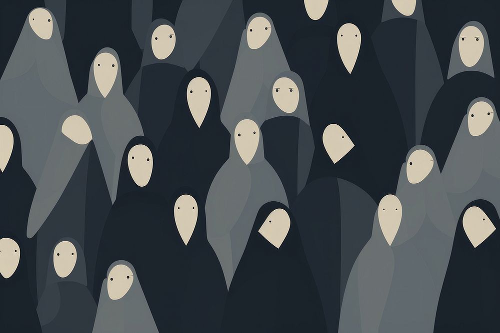 Crowd of women backgrounds repetition painting.